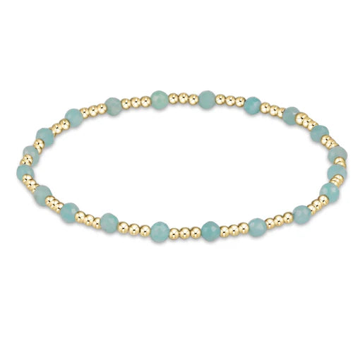 gemstone gold sincerity patterm 3mm bead bracelet amazonite
