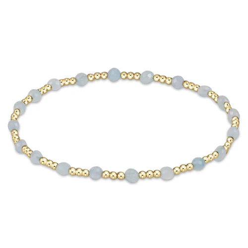 gemstone gold sincerity patterm 3mm bead bracelet aquamarine