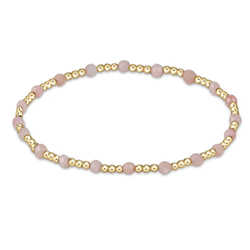 gemstone gold sincerity patterm 3mm bead bracelet pink opal