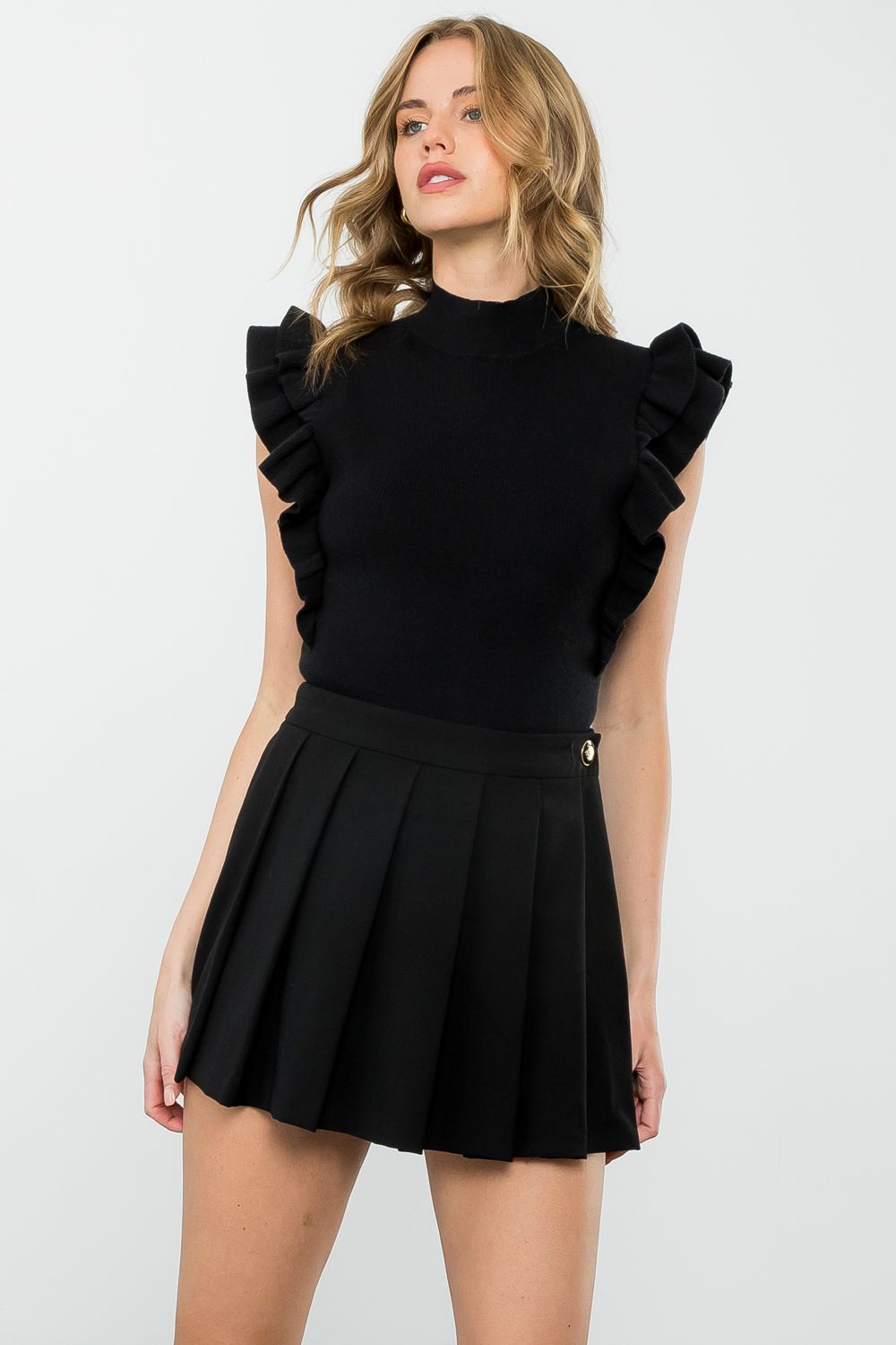 ruffle detail knit top