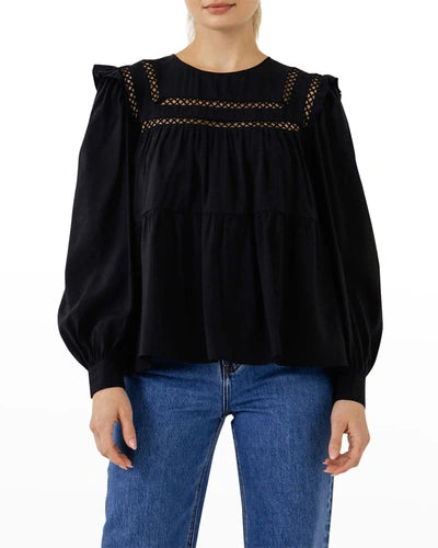 ruffled lace insert blouse