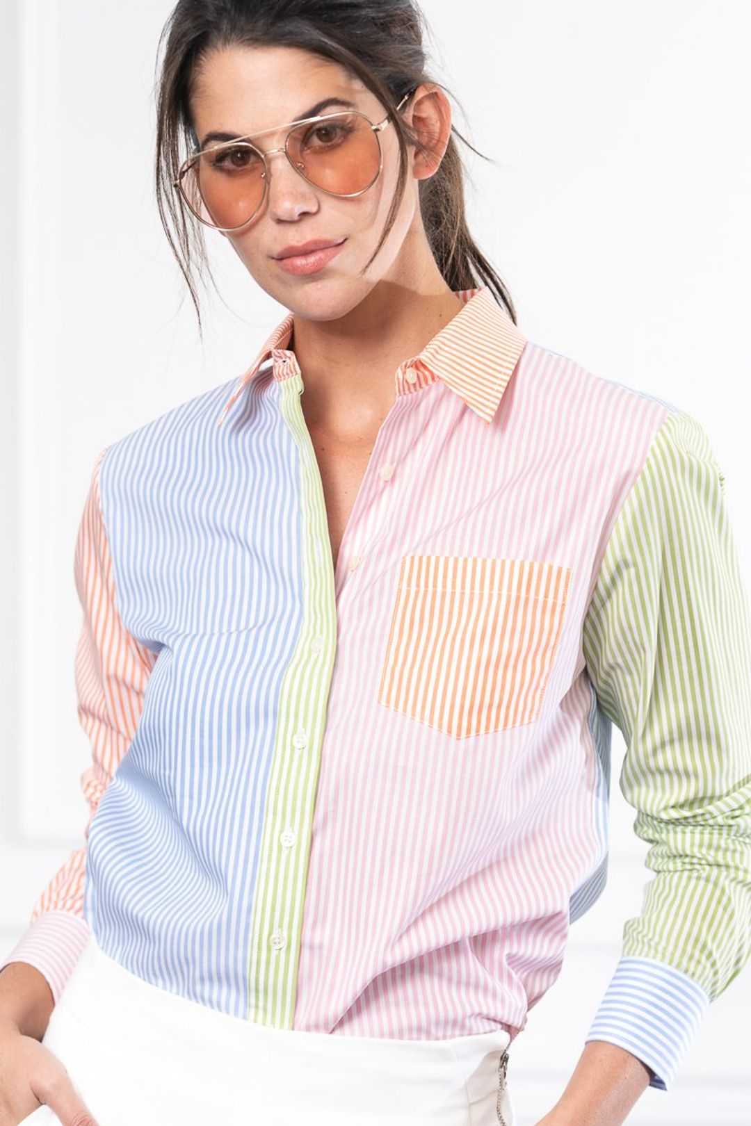 the boyfriend shirt multi stripe
