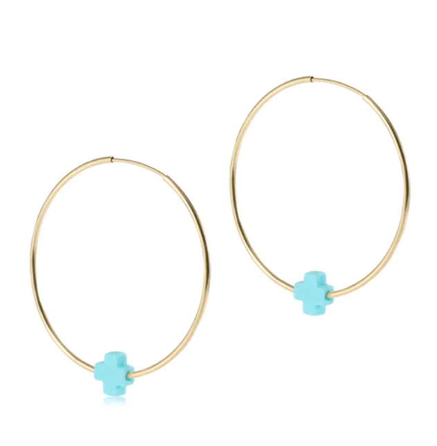 endless gold 1.75" hoop - signature cross turquoise