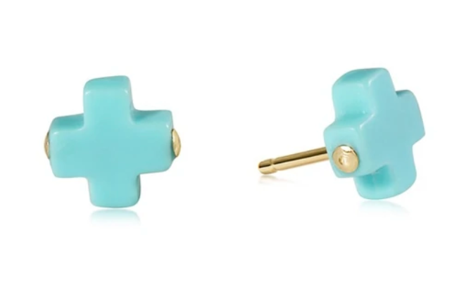 signature cross studs turquoise