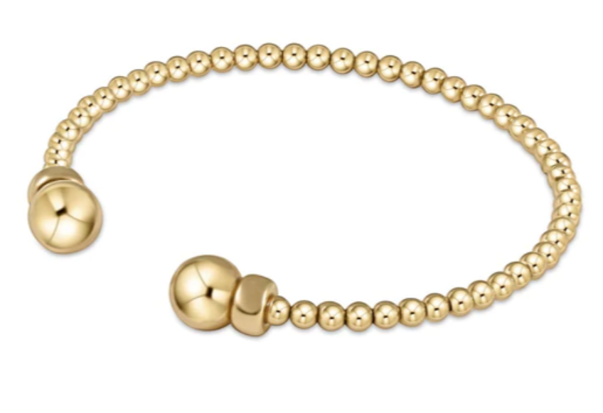 classic gold 3mm bead cuff - gold