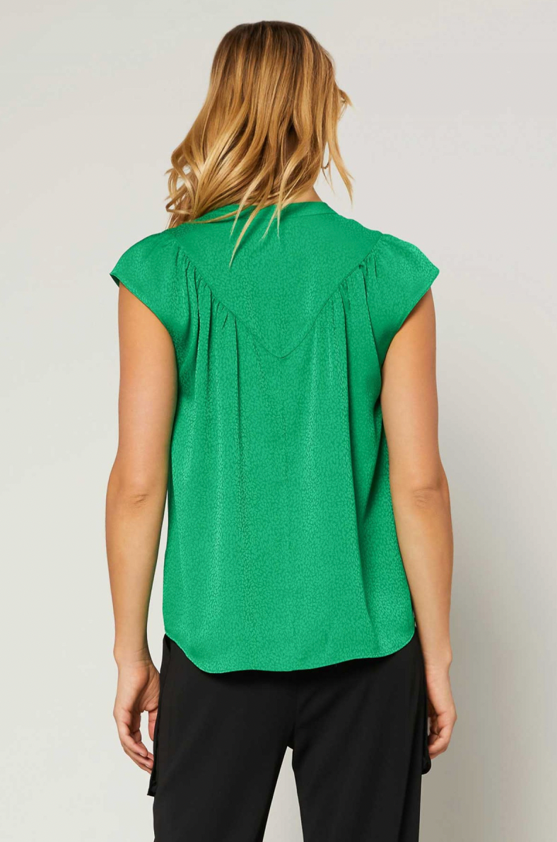 Sleeveless split neck blouse