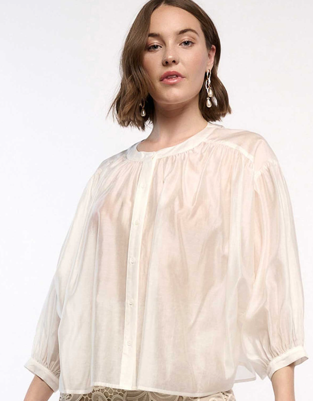 henri 3/4 dolman sleeve button down