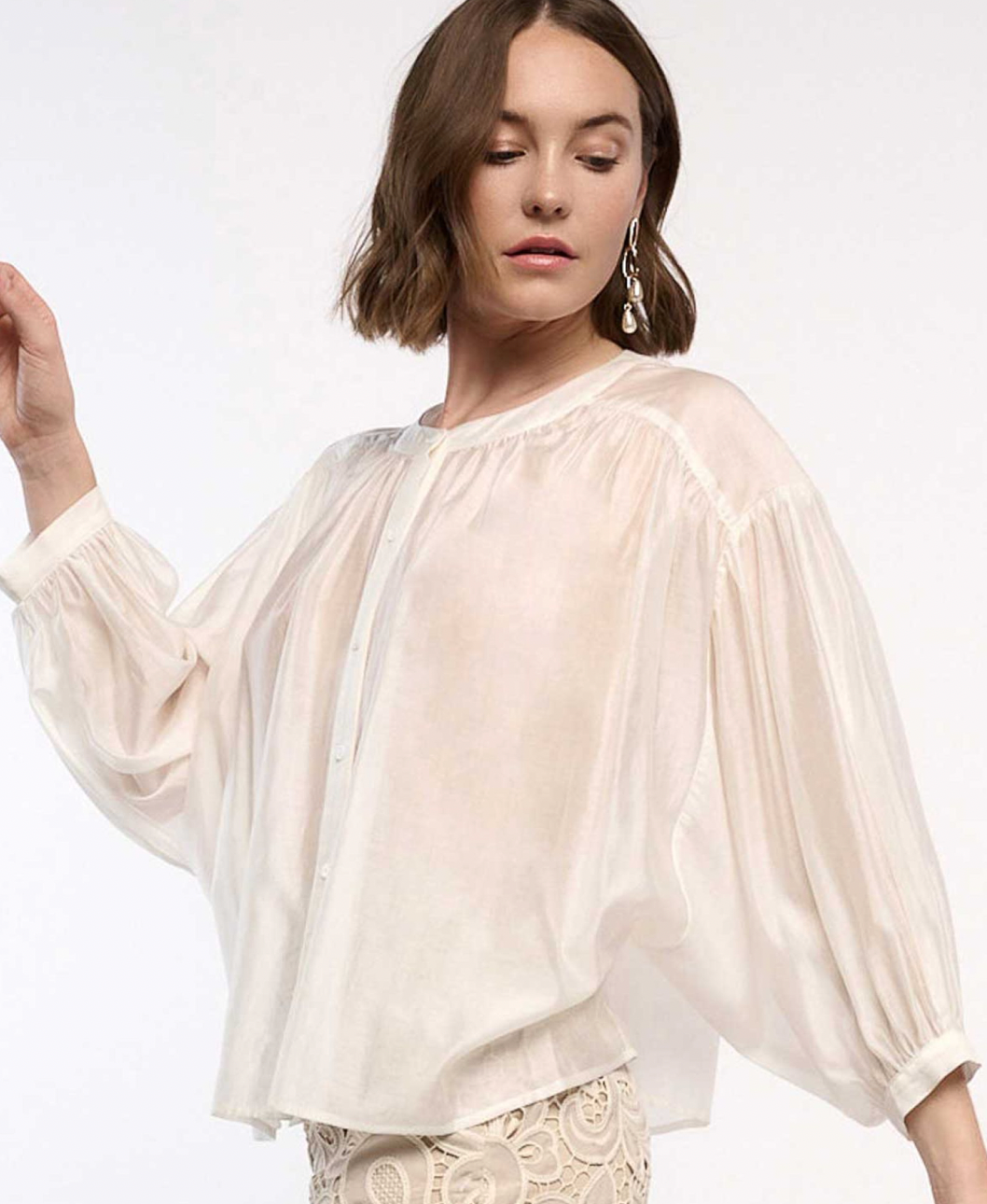 henri 3/4 dolman sleeve button down