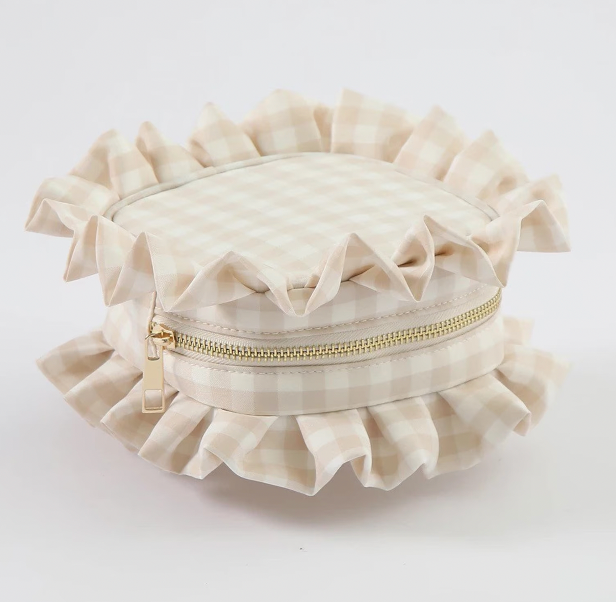 mini ruffle cosmetic bag