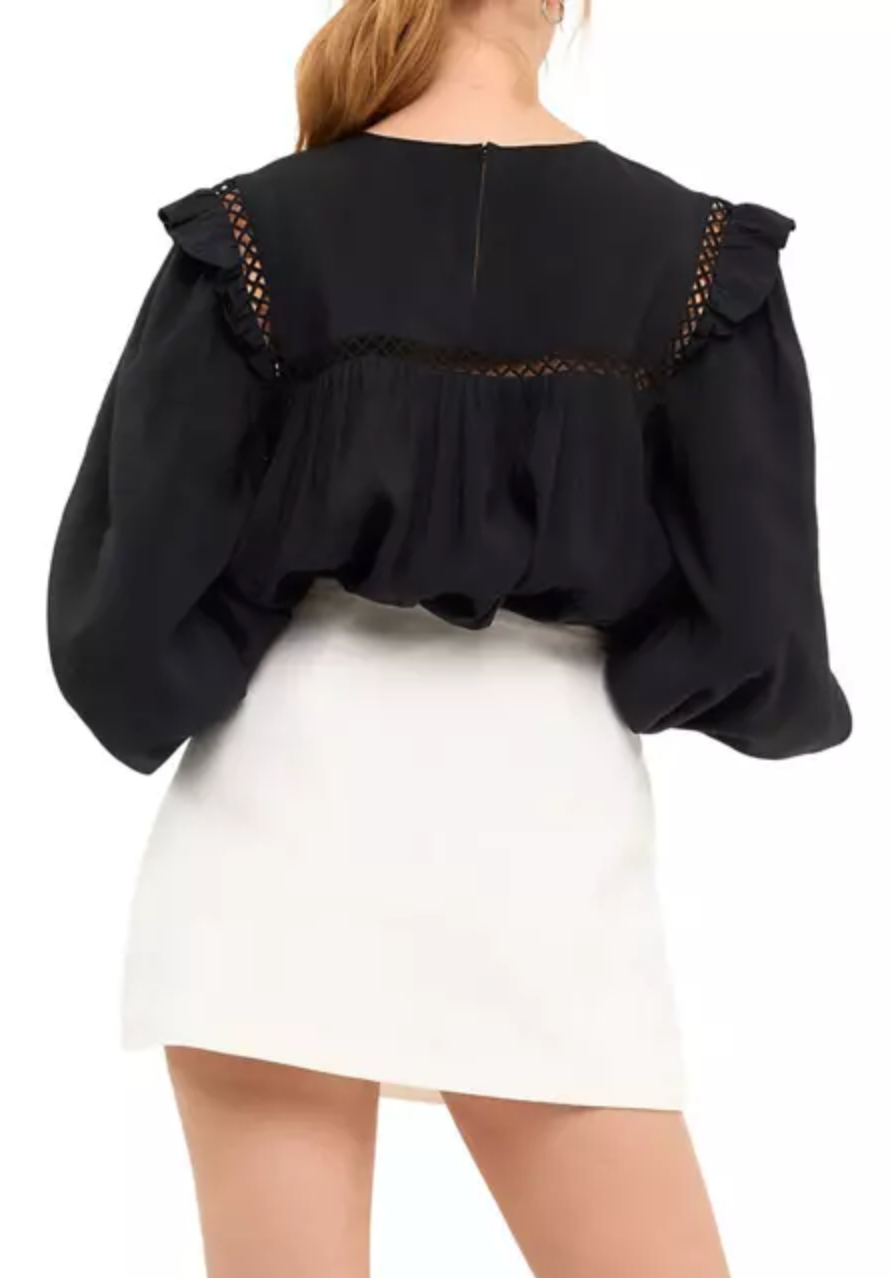 ruffled lace insert blouse