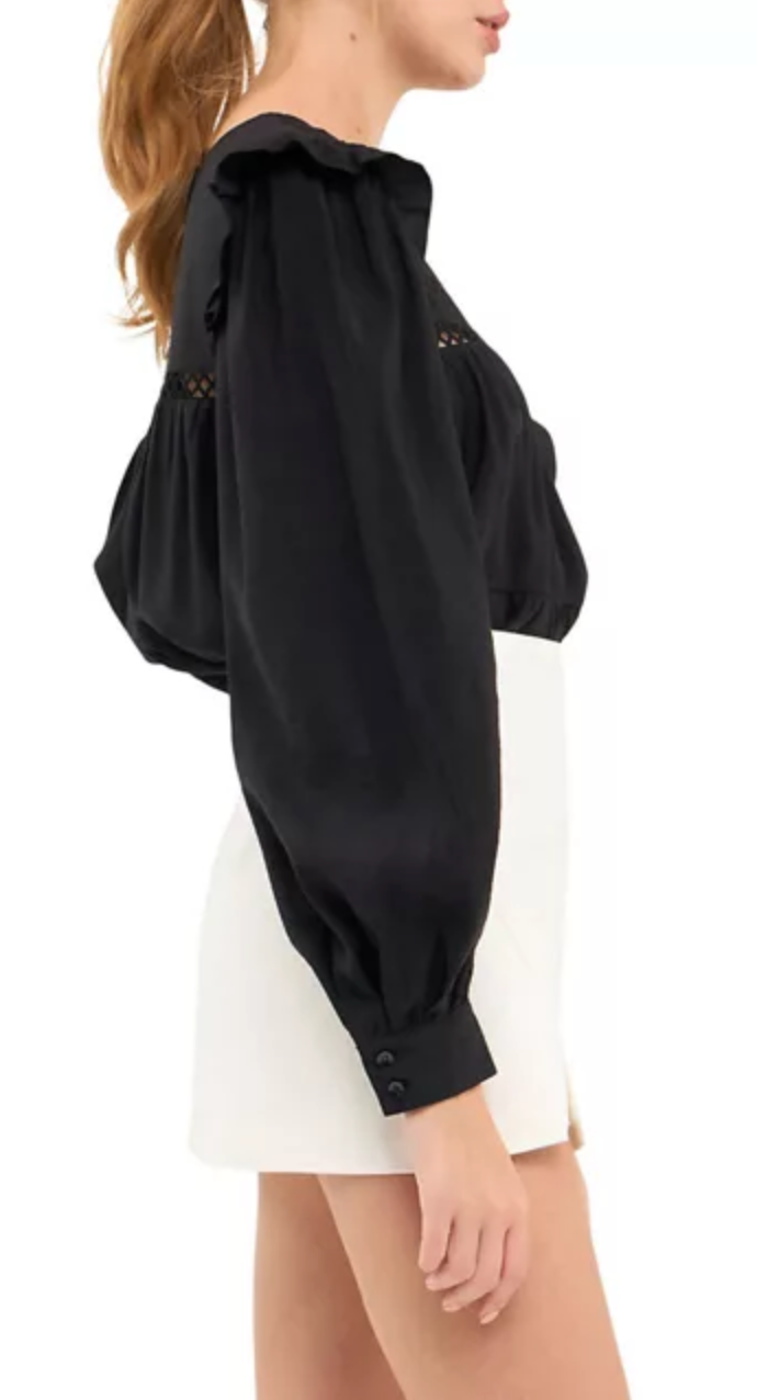 ruffled lace insert blouse