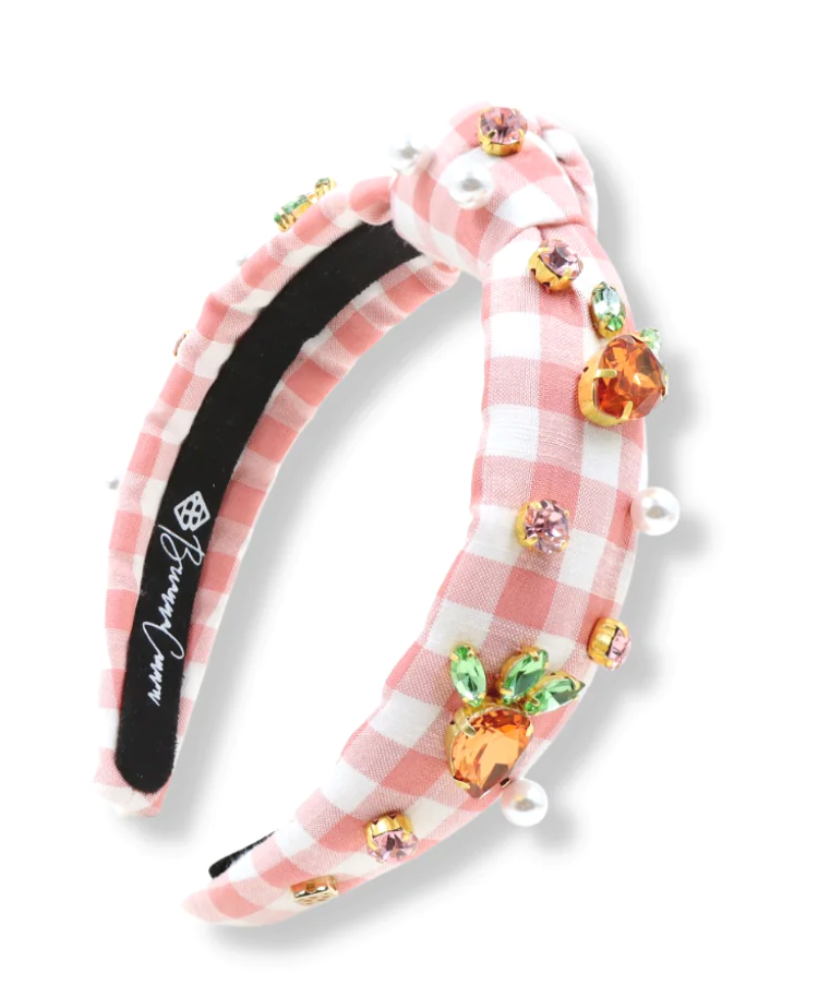 gingham headband with carrot crystals and pearls child