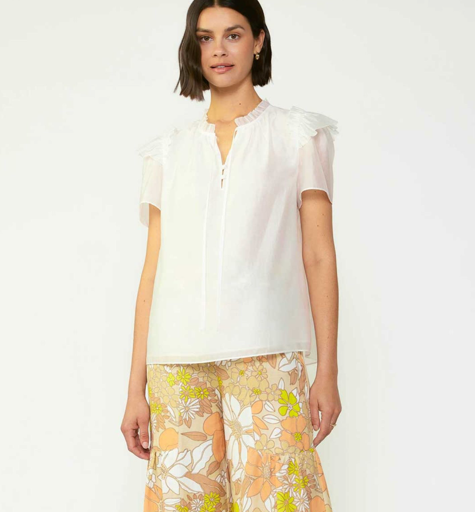 marlee sleeveless split neck blouse