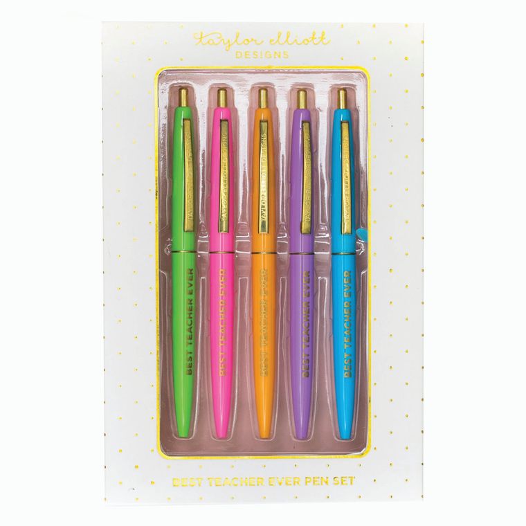 best teacher ever pen set in gift box {with colored ink!} – pretty