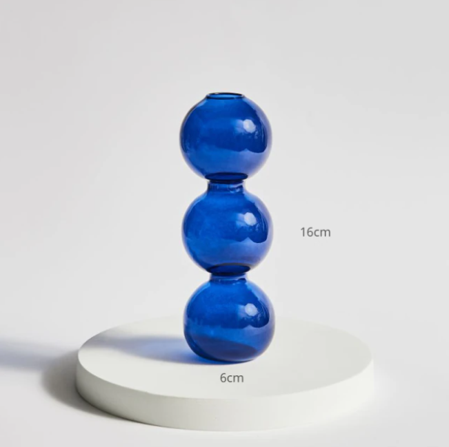 Bubble Shape Glass Vase: Blue-Pink / Short 3 Balls