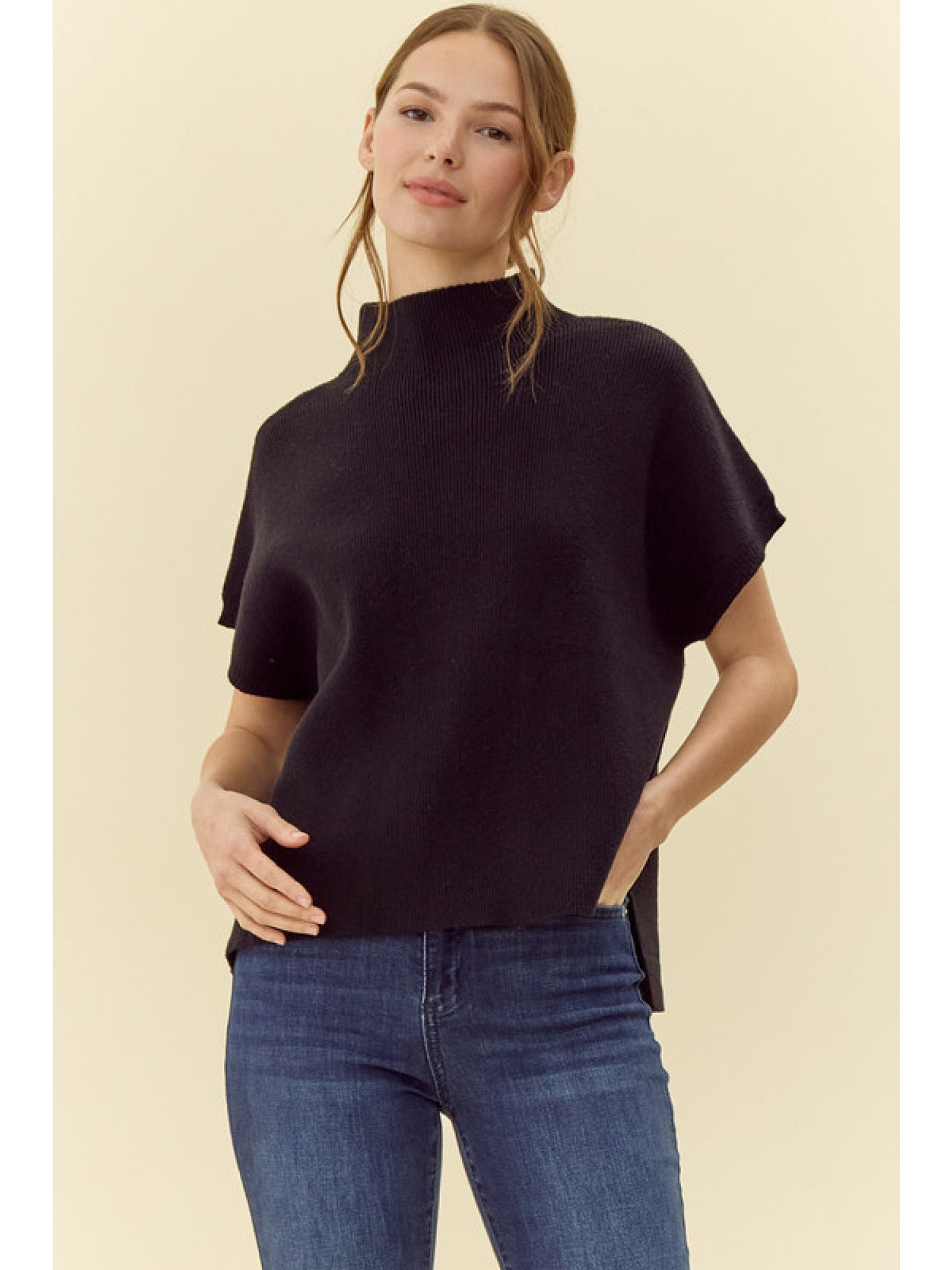 elle mock neck sweater