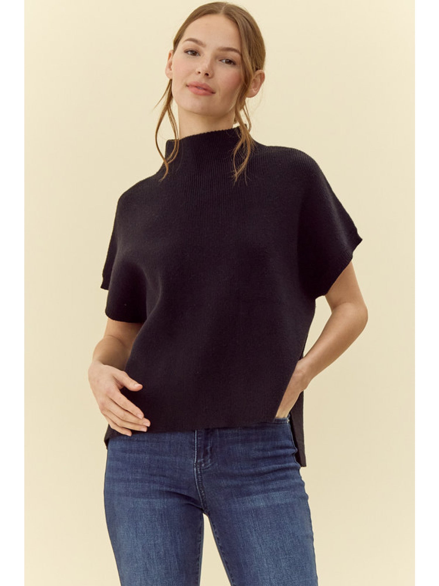 elle mock neck sweater