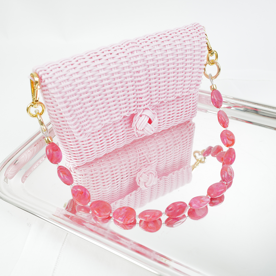 clutch strap river stone in raspberry pink swirl