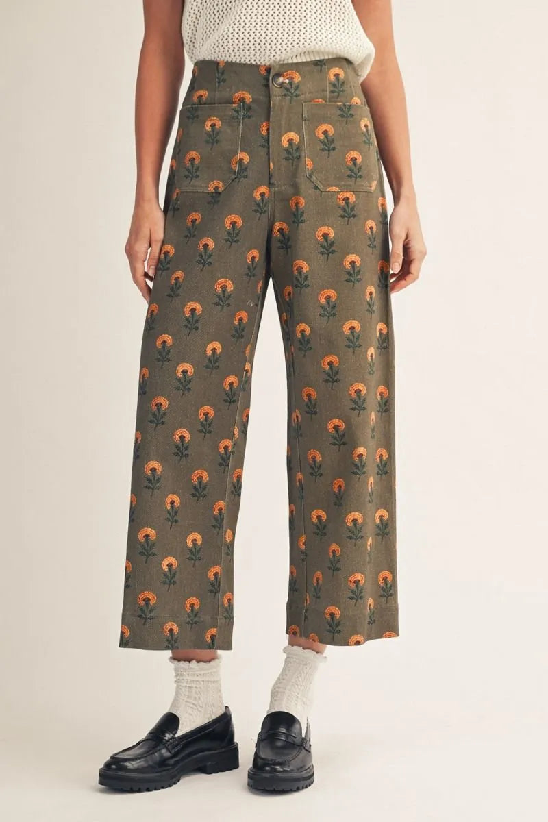 olea block print pants