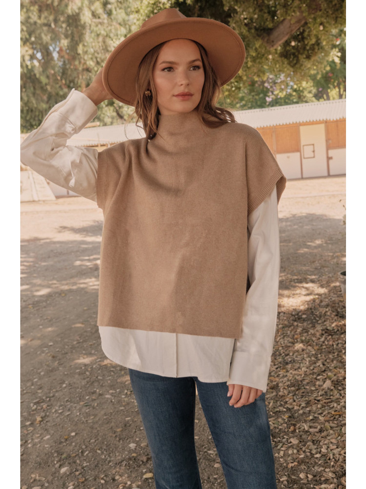 elle mock neck sweater