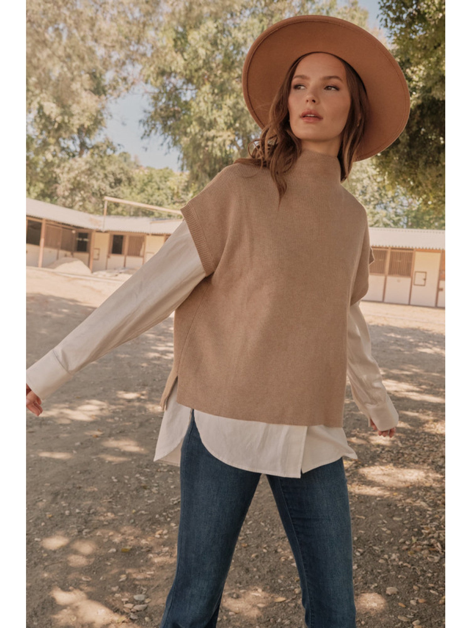 elle mock neck sweater