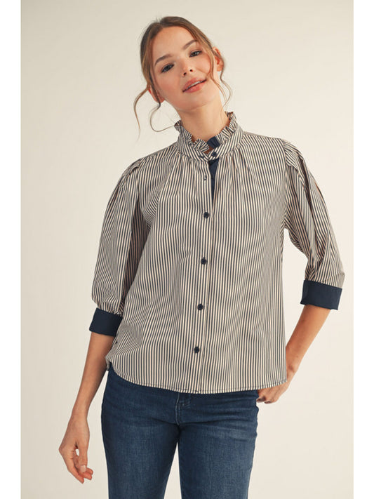 misty ruffle neck top