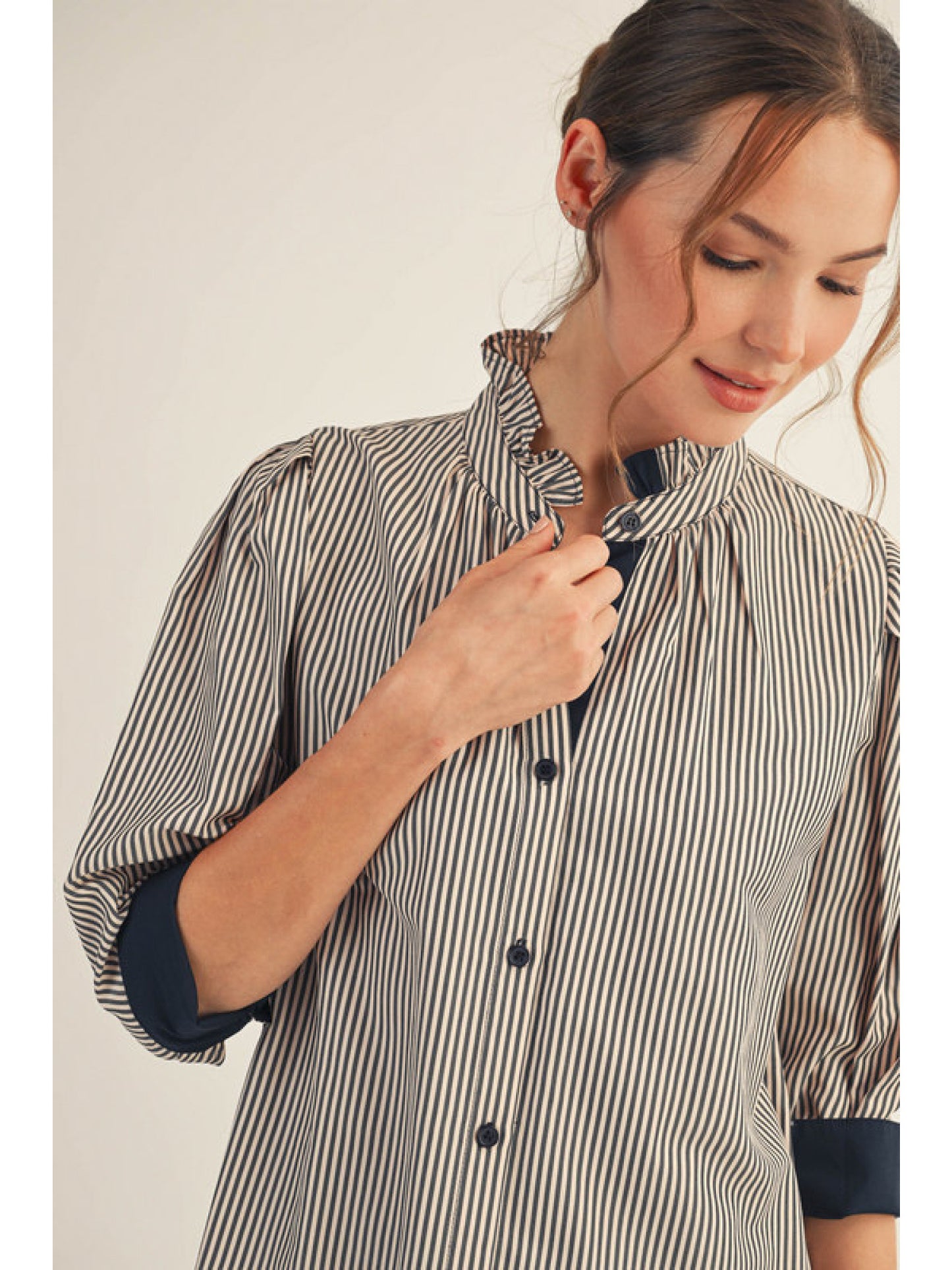 misty ruffle neck top