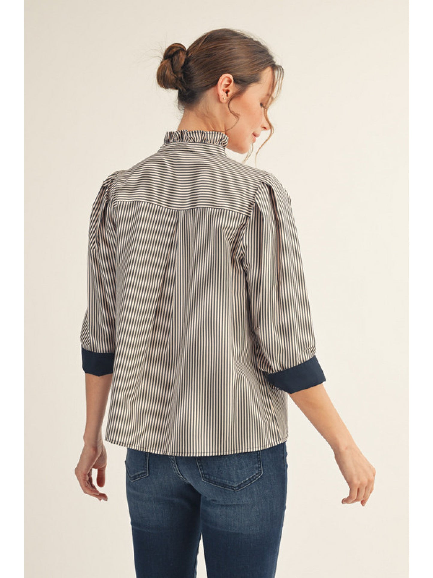 misty ruffle neck top