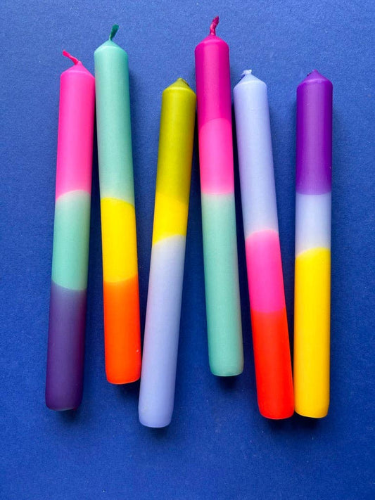 VIBRANT HUES Dip Dye Dinner Candles set of 6