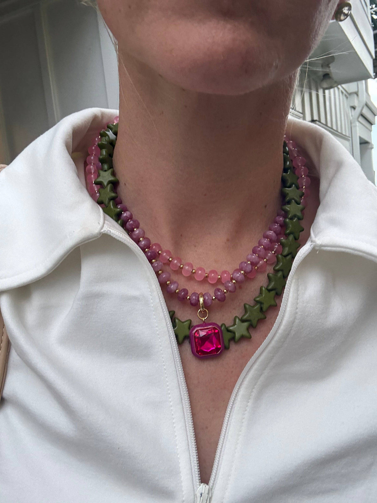 Harvest Pendant Beaded Necklace - Mulberry