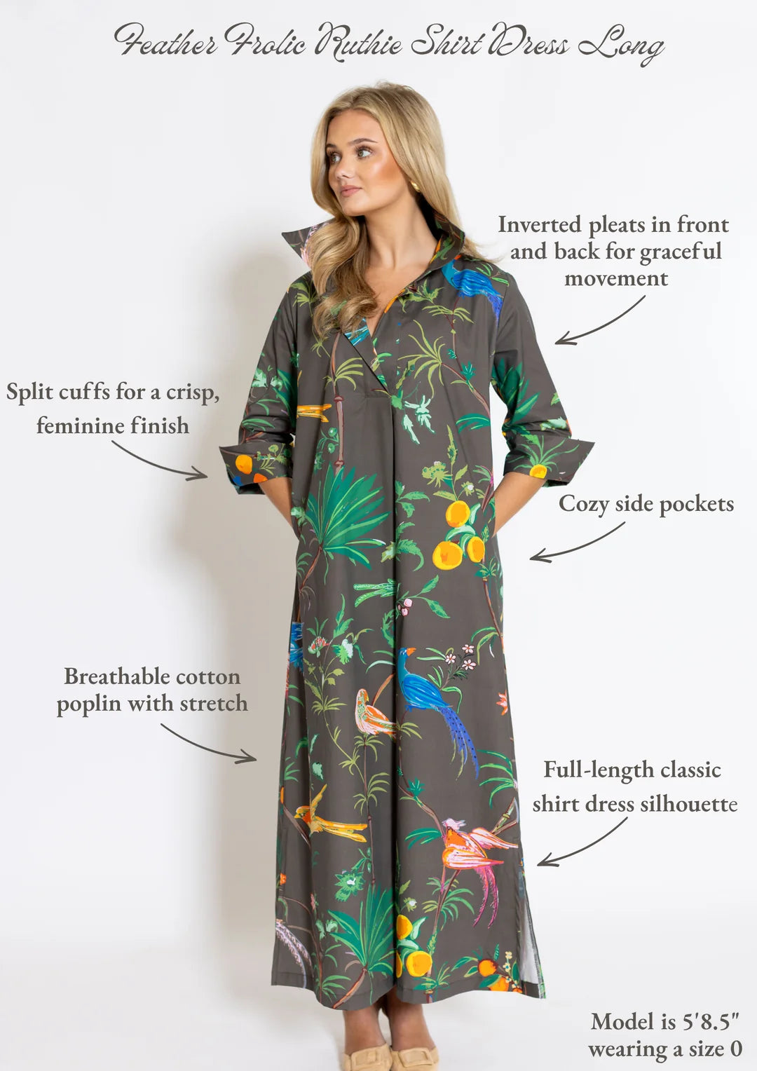 Feather Frolic ruthie shirt dress long