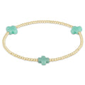 signature cross gold pattern 3mm bead bracelet in mint