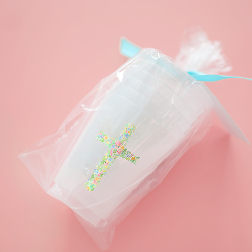 Floral Cross Frosted Cups | Set of 6