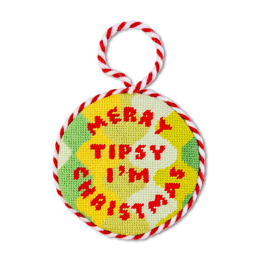 Needlepoint Ornament - Merry Tipsy