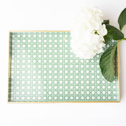 Green Cane Rectangular Tray