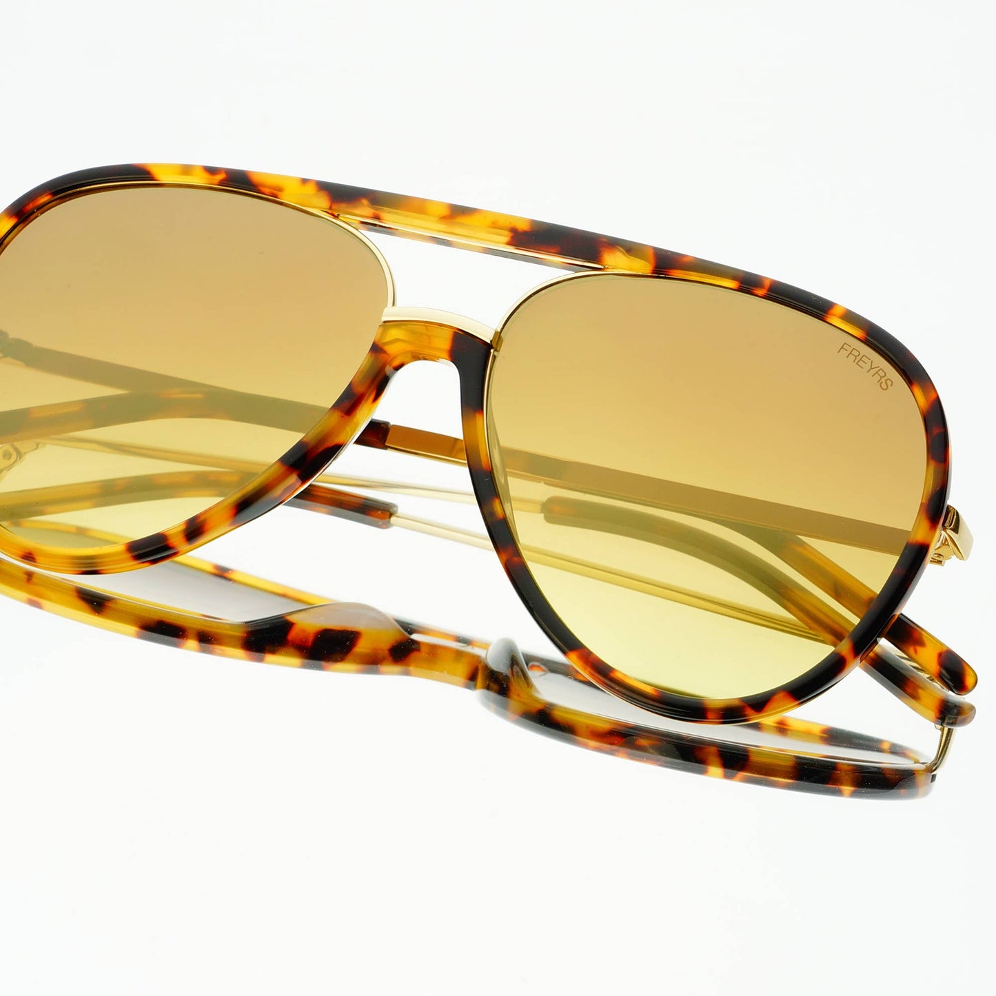 Shay Aviator Sunglasses tortoise gold mirror
