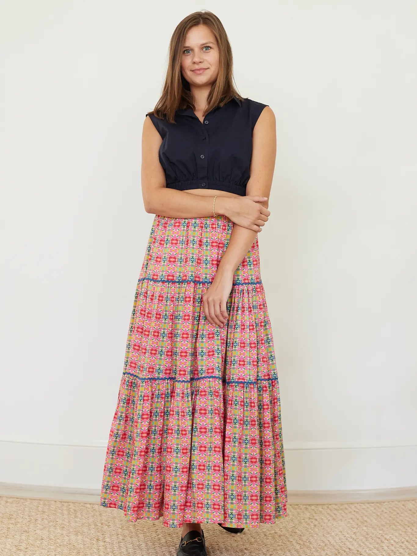 triple tiered skirt moroccan pink