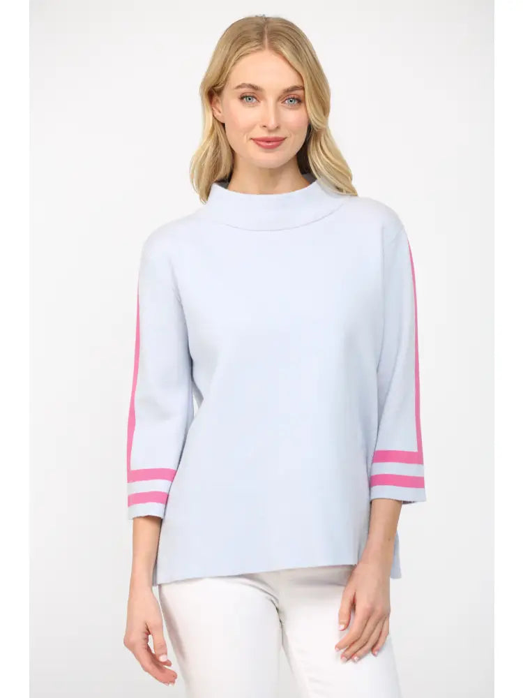 davis color block trim mock neck sweater