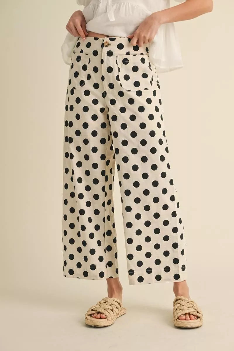 front pocket polka dot pant