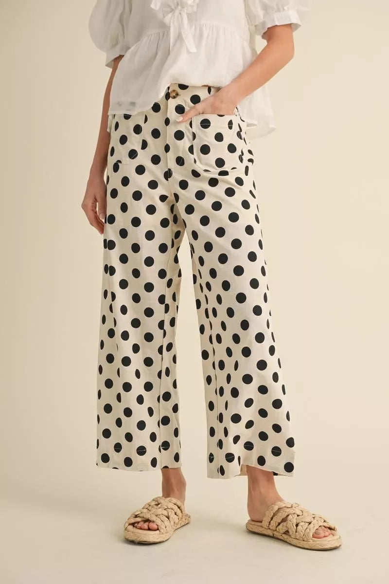 front pocket polka dot pant