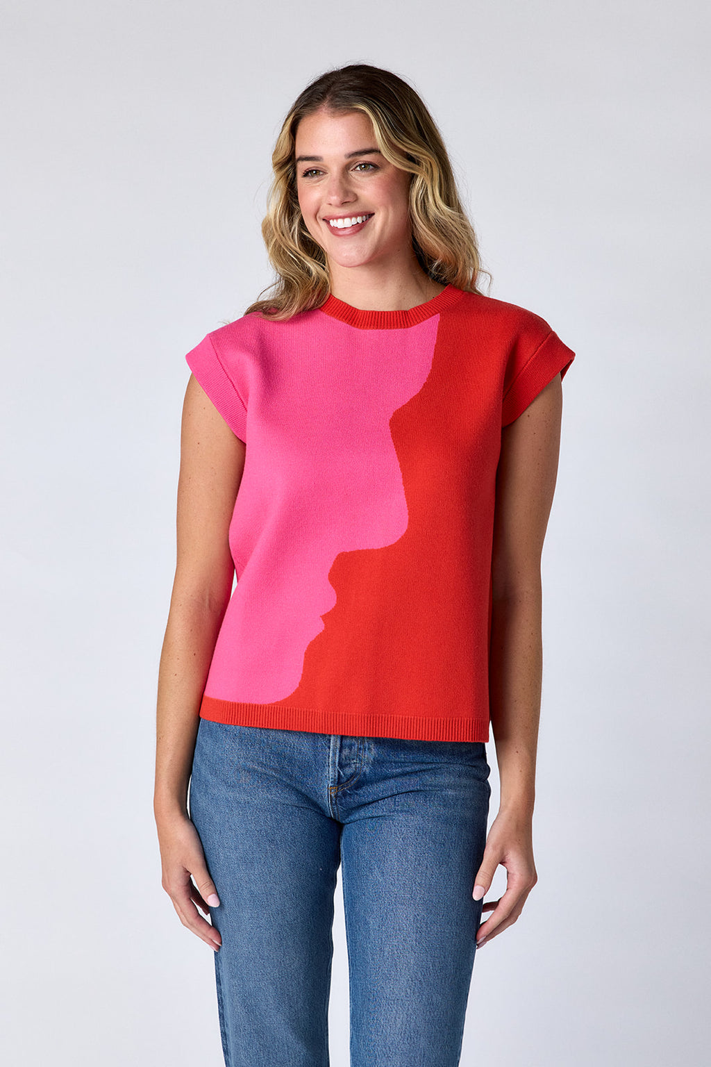 leo sweater reflection colorblock