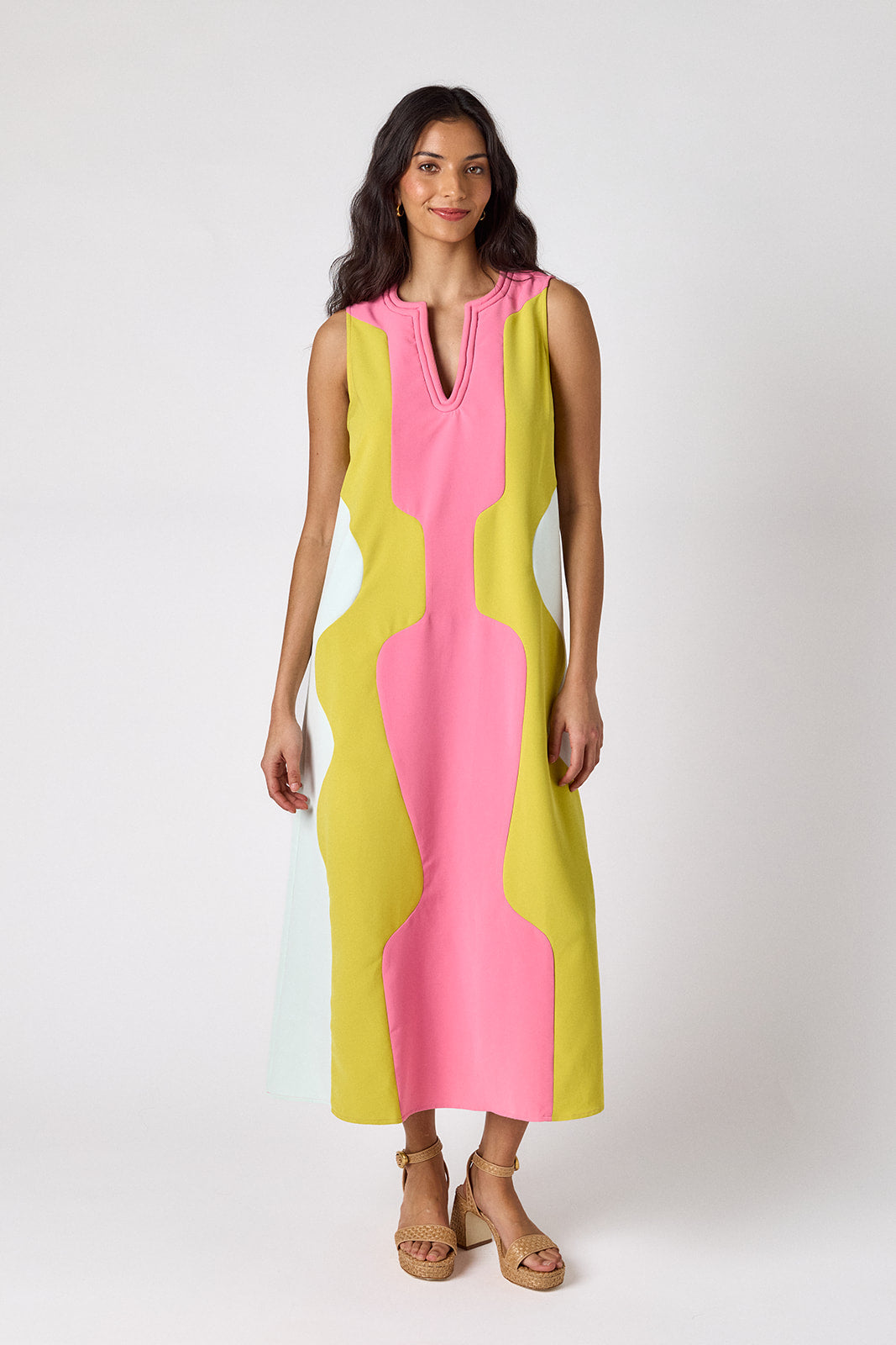 schaeffer dress in garden colorblock