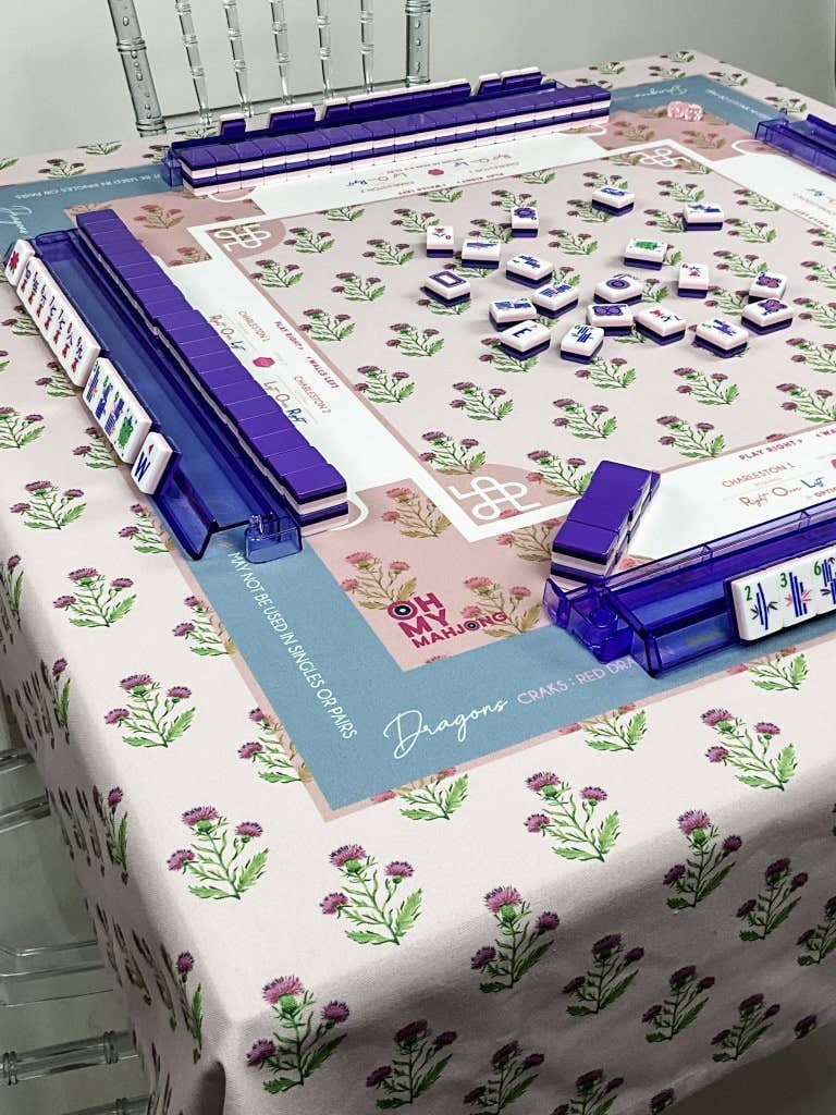 Pink Instructional Mahjong Tablecloth