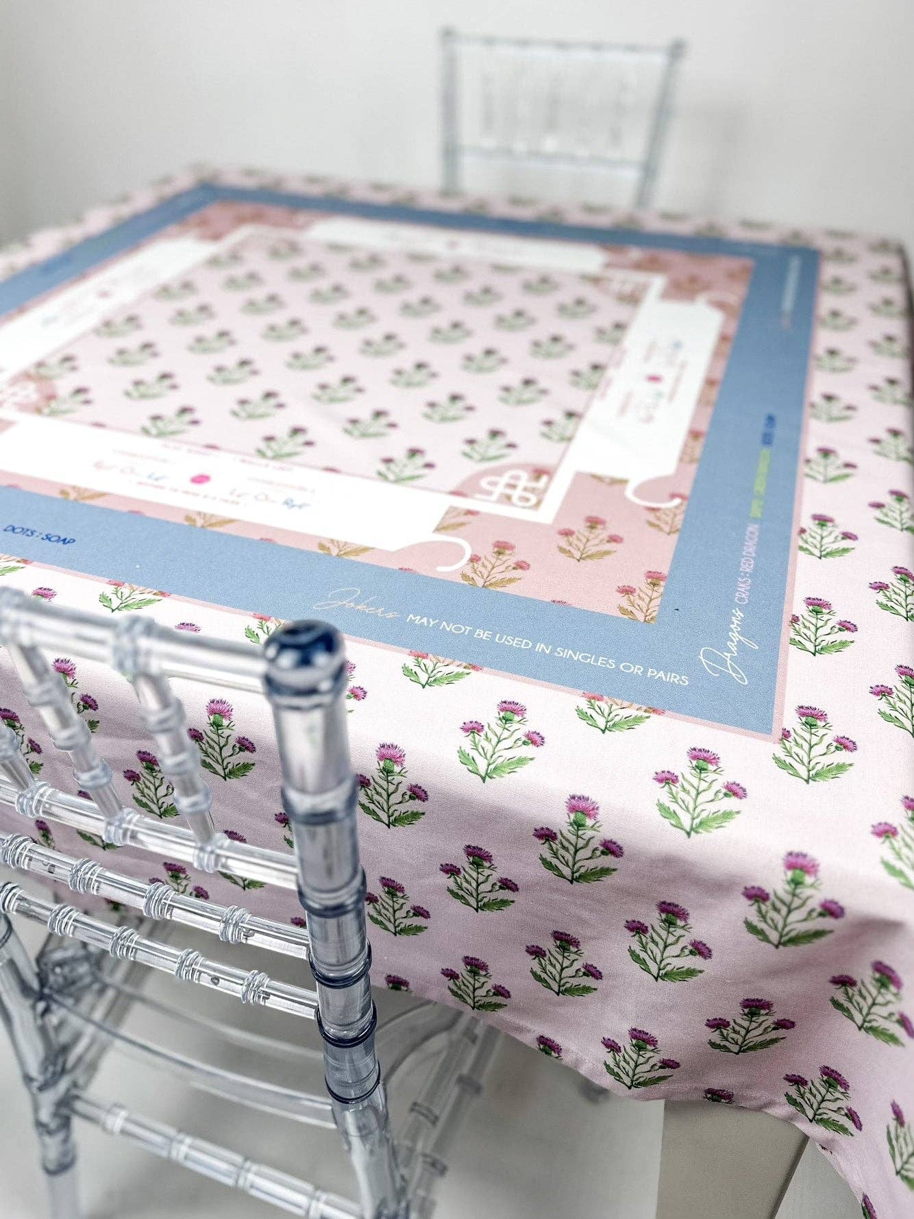 Pink Instructional Mahjong Tablecloth