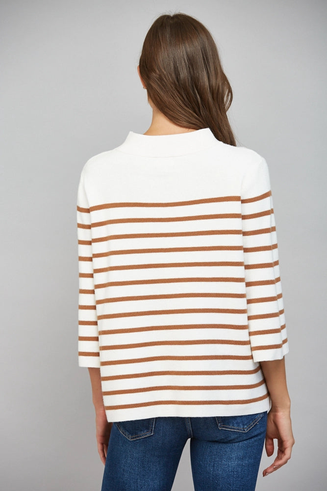 striped davis mock neck sweater
