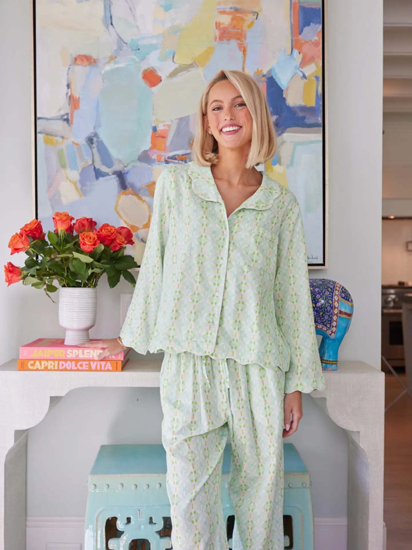 scalloped long sleeve pajamas