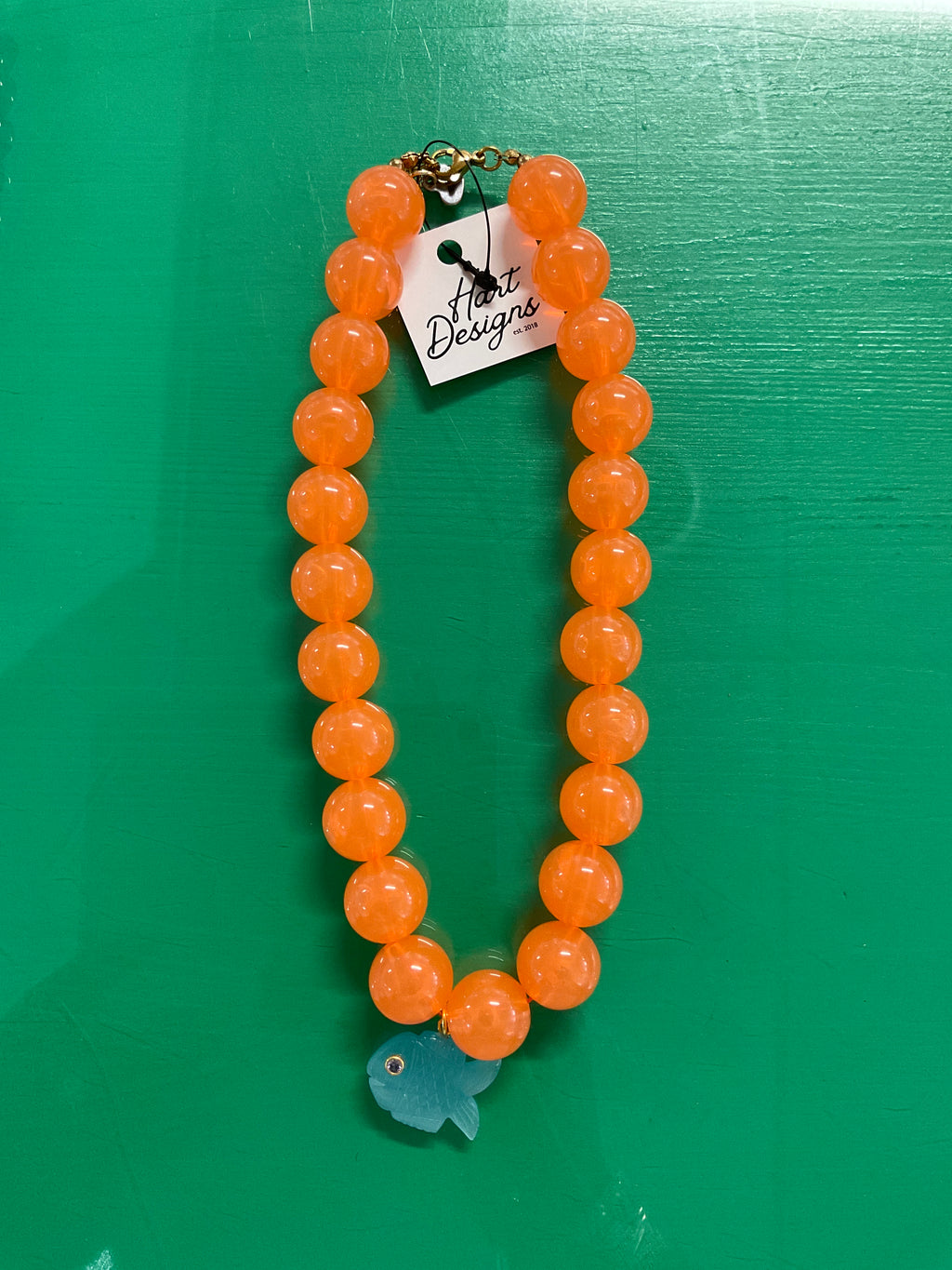 neon fish beaded necklace