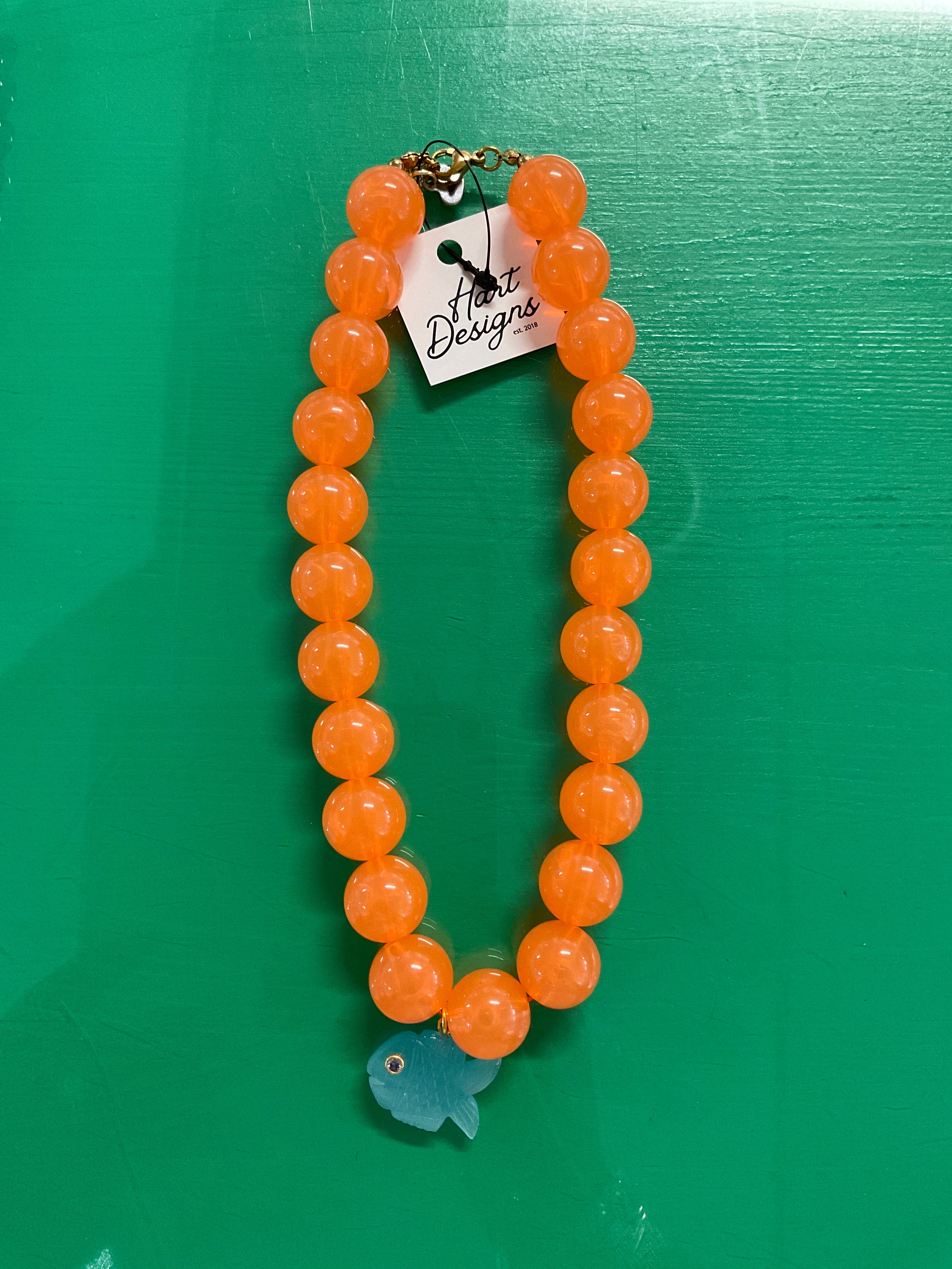neon fish beaded necklace