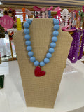 marbled heart beaded necklace