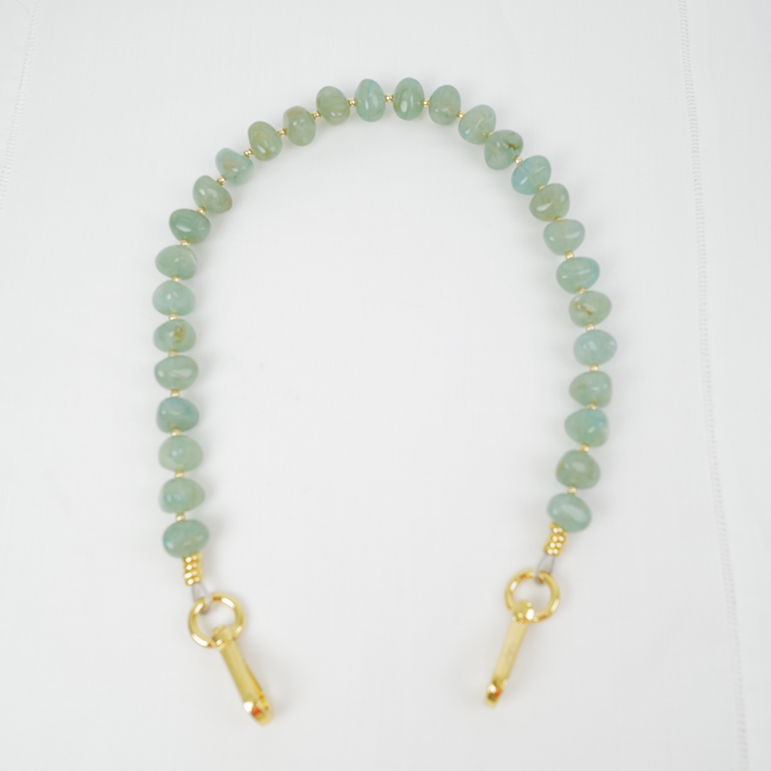 clutch strap pebble gemstone in jade green
